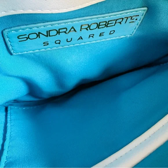 SONDRA ROBERTS SQUARED CLUTCH BAG W/ ZIPPER CORK PAINTED 9”H - 11”W GOOD COND - Picture 2 of 10